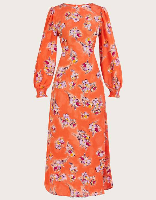 Monsoon نحيف فستان شاي تاليثا من الفيسكوز المستدام D68H774 ملابس البرتقالي