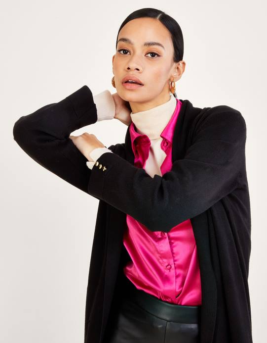 Monsoon نحيف معطف شال مع لينزينج إيكوفيرو D68H775 ملابس أسود