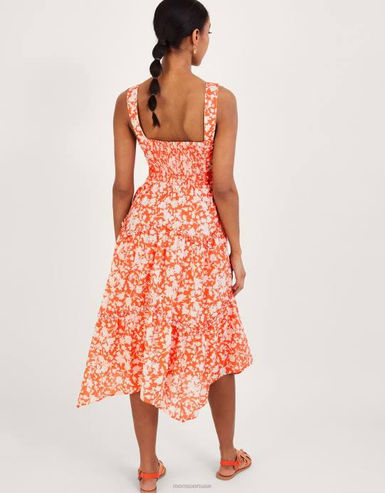 Monsoon نحيف فستان ميرا هانكي بحاشية D68H784 ملابس البرتقالي