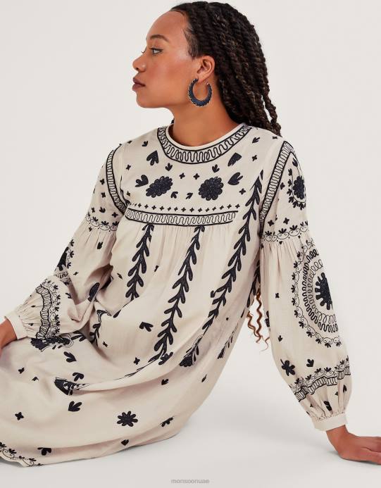 Monsoon نحيف فستان زهري أحادي اللون D68H789 ملابس عاج