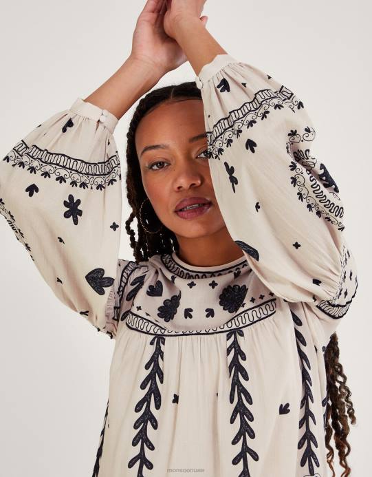 Monsoon نحيف فستان زهري أحادي اللون D68H789 ملابس عاج