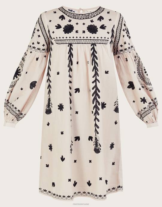 Monsoon نحيف فستان زهري أحادي اللون D68H789 ملابس عاج