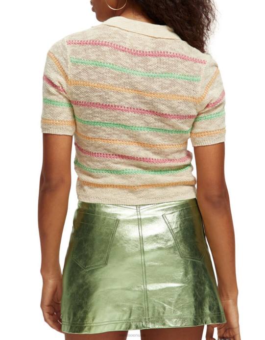 Monsoon نحيف بلوفر بأكمام قصيرة وياقة مخططة من سكوتش وصودا D68H792 ملابس طبيعي