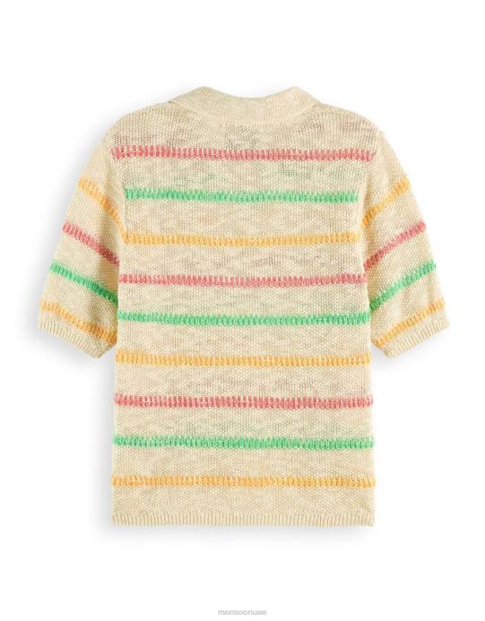 Monsoon نحيف بلوفر بأكمام قصيرة وياقة مخططة من سكوتش وصودا D68H792 ملابس طبيعي