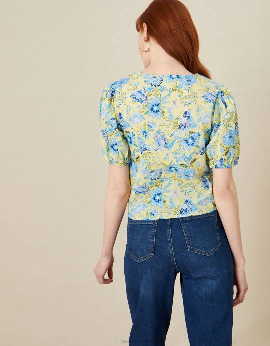 Monsoon نحيف بلوزة بطبعة زهور من استوديو الحرفيين D68H794 ملابس أزرق