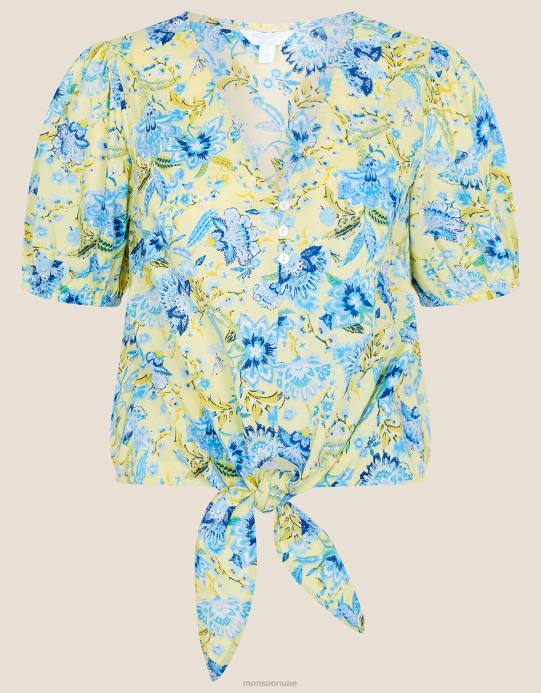 Monsoon نحيف بلوزة بطبعة زهور من استوديو الحرفيين D68H794 ملابس أزرق