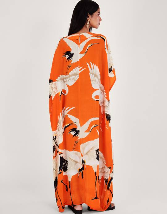 Monsoon نحيف قفطان طويل بطبعة مائة نجمة لطائر اللقلق D68H79 ملابس أنيق