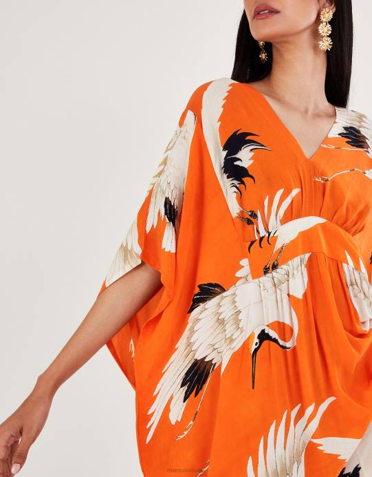 Monsoon نحيف قفطان طويل بطبعة مائة نجمة لطائر اللقلق D68H79 ملابس أنيق