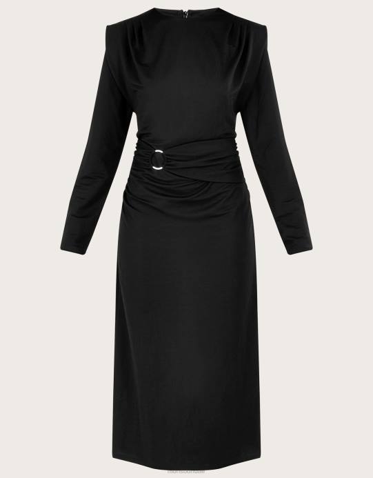 Monsoon نحيف فستان جيرسيه بتفاصيل حلقة بحزام D68H800 ملابس أسود