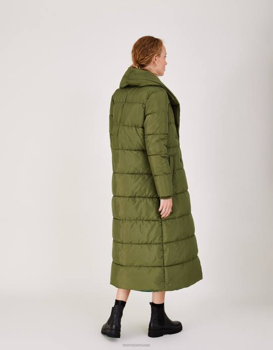 Monsoon نحيف معطف شونا شو من البوليستر المعاد تدويره D68H806 ملابس أخضر