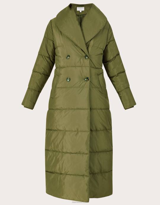 Monsoon نحيف معطف شونا شو من البوليستر المعاد تدويره D68H806 ملابس أخضر