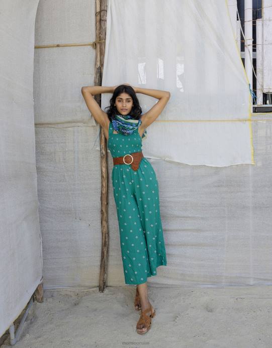 Monsoon نحيف بذلة ذات طباعة هندسية مفرغة من لينزينغ إيكوفيرو D68H811 ملابس أخضر