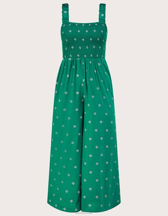 Monsoon نحيف بذلة ذات طباعة هندسية مفرغة من لينزينغ إيكوفيرو D68H811 ملابس أخضر