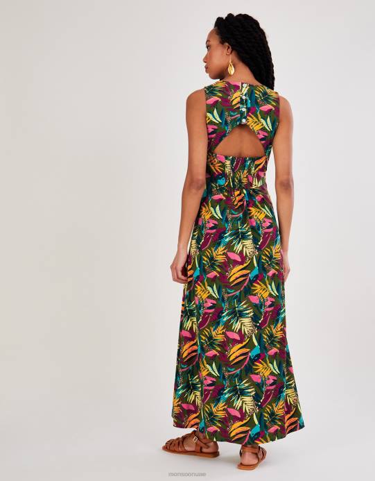 Monsoon نحيف فستان جيرسيه بفتحات خلفية D68H813 ملابس الأخضر (الكاكي)