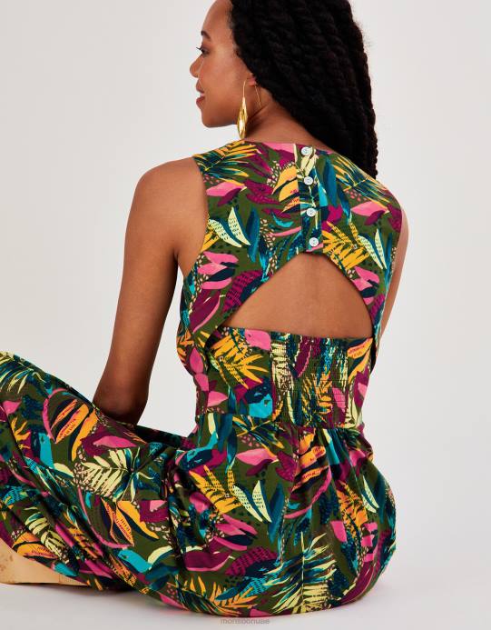 Monsoon نحيف فستان جيرسيه بفتحات خلفية D68H813 ملابس الأخضر (الكاكي)