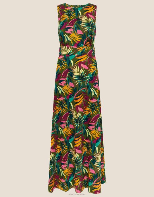 Monsoon نحيف فستان جيرسيه بفتحات خلفية D68H813 ملابس الأخضر (الكاكي)