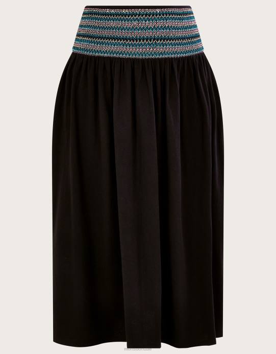 Monsoon نحيف تنورة جيرسيه بخصر مكشكش D68H818 ملابس أسود