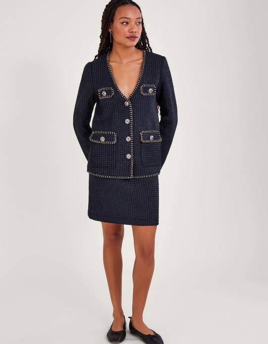 Monsoon نحيف تيلي تويد تنورة قصيرة D68H81 ملابس أسود