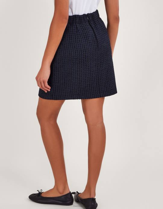 Monsoon نحيف تيلي تويد تنورة قصيرة D68H81 ملابس أسود