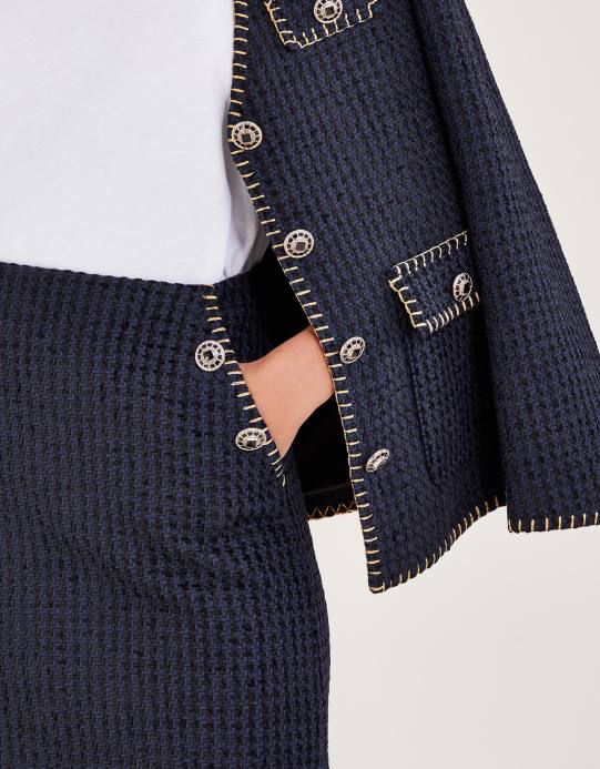 Monsoon نحيف تيلي تويد تنورة قصيرة D68H81 ملابس أسود