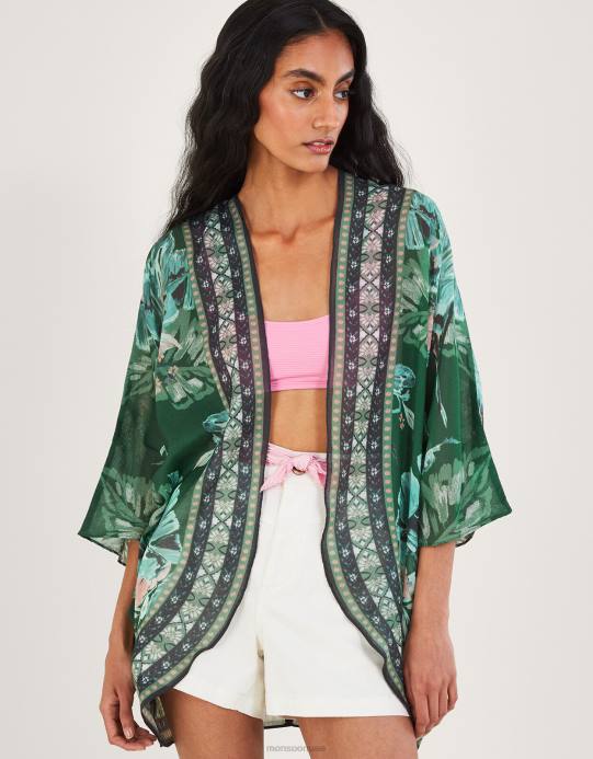 Monsoon نحيف غطاء بطبعة النخيل من البوليستر المعاد تدويره D68H820 ملابس موضة