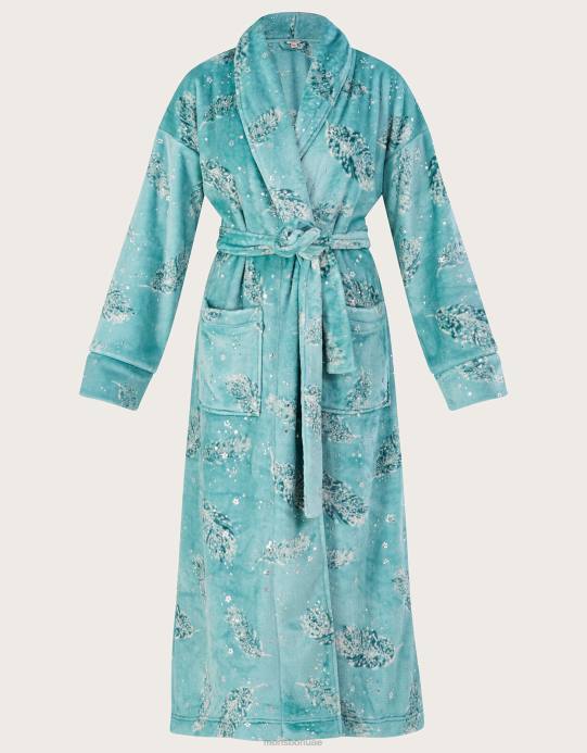 Monsoon نحيف ثوب نوم فويل بطباعة ريش D68H827 ملابس بط نهري صغير