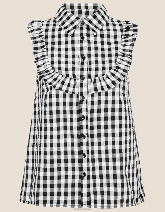 Monsoon نحيف تحقق من أعلى مريلة بلا أكمام D68H828 ملابس أسود