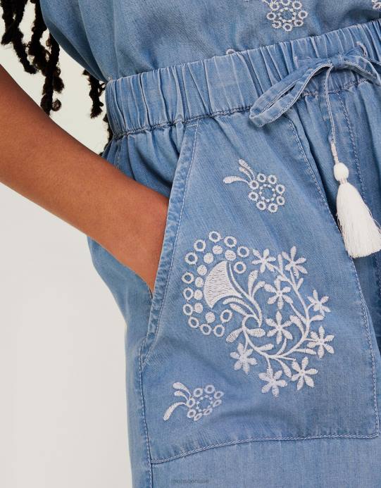 Monsoon نحيف شورت جينز مطرز D68H830 ملابس الأزرق (الدنيم الأزرق)