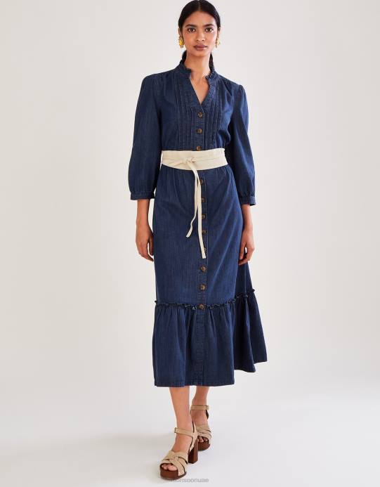 Monsoon نحيف فستان ميدي بطبقات من الدنيم D68H831 ملابس الأزرق (الدنيم الأزرق)