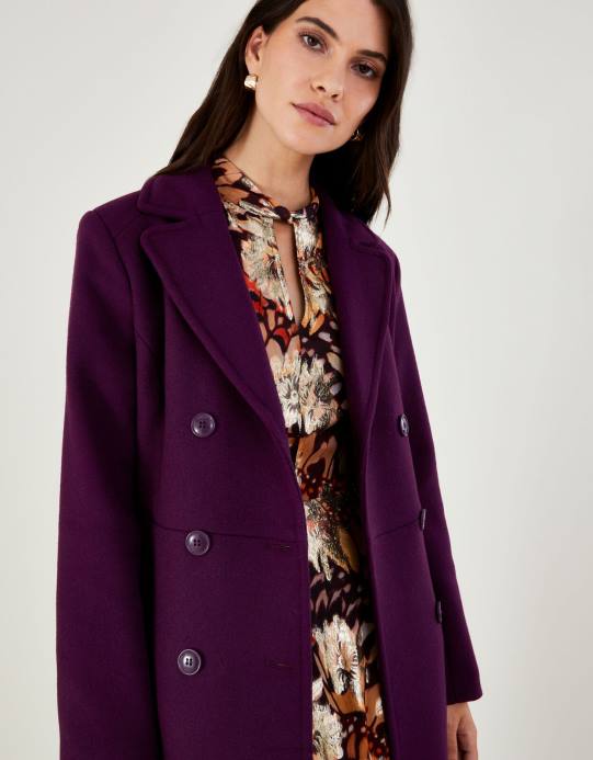 Monsoon نحيف معطف دانييل بتنورة D68H835 ملابس الأحمر (التوت)