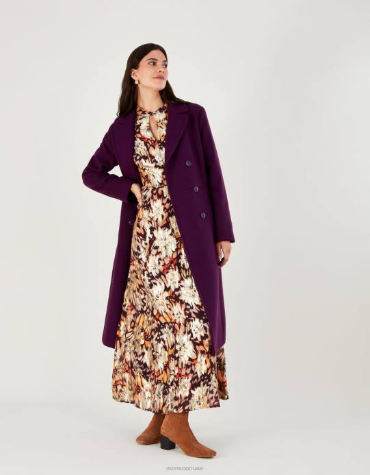 Monsoon نحيف معطف دانييل بتنورة D68H835 ملابس الأحمر (التوت)