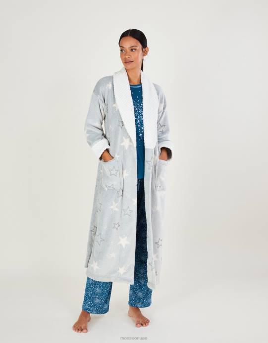 Monsoon نحيف ثوب نوم بطبعة نجوم D68H837 ملابس البني (رمادي داكن)