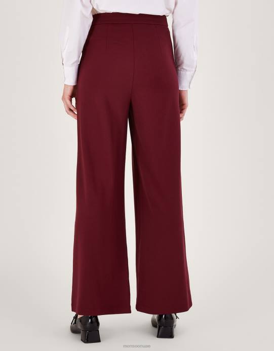 Monsoon نحيف سراويل بريا بونتي D68H84 ملابس الأحمر (التوت)