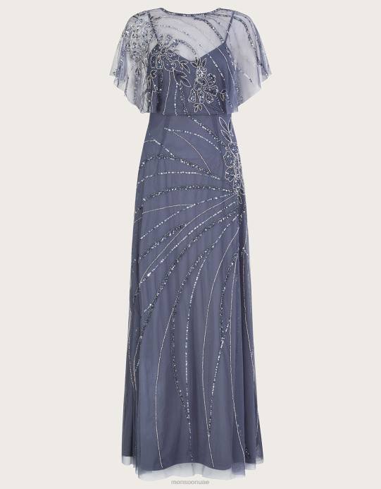 Monsoon نحيف فستان سيينا طويل مزين D68H850 ملابس الأزرق (الأزرق الداكن)