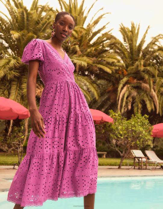 Monsoon نحيف فستان فابيولا مطرز D68H853 ملابس أرجواني