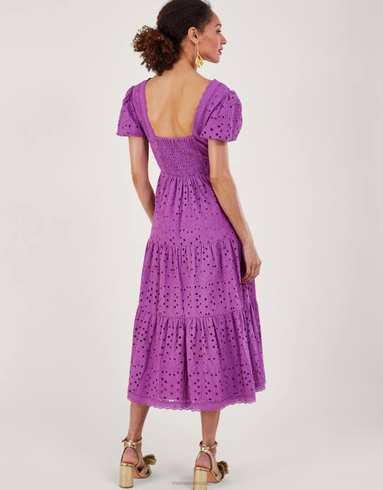 Monsoon نحيف فستان فابيولا مطرز D68H853 ملابس أرجواني