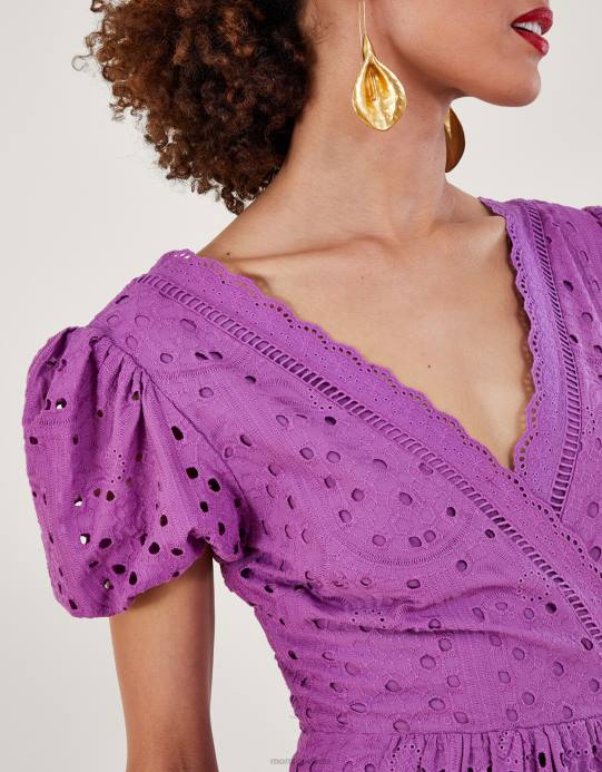 Monsoon نحيف فستان فابيولا مطرز D68H853 ملابس أرجواني