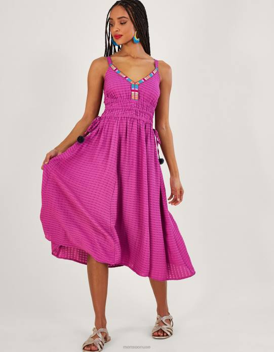 Monsoon نحيف فستان ميدي بشريط عادي D68H859 ملابس البنفسجي