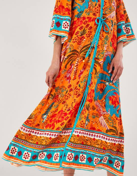 Monsoon نحيف فستان بطبعة النخيل من لينزينغ إيكوفيرو D68H865 ملابس البرتقالي