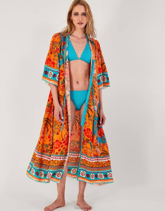 Monsoon نحيف فستان بطبعة النخيل من لينزينغ إيكوفيرو D68H865 ملابس البرتقالي