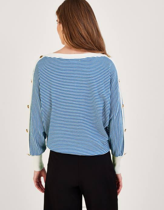 Monsoon نحيف سترة بأزرار وتفاصيل أزرار بحرية D68H868 ملابس أزرق