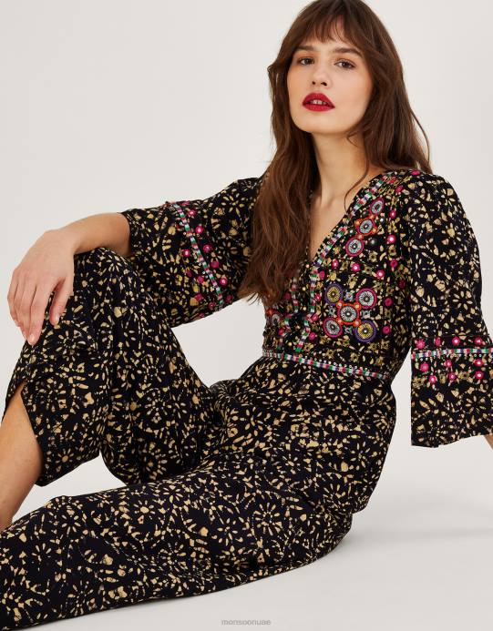 Monsoon نحيف بذلة مطرزة من الباتيك في لينزينغ إيكوفيرو D68H870 ملابس أسود