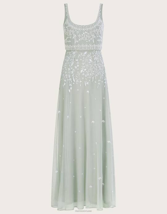 Monsoon نحيف فستان ماكسي مطرز من تصميم يوجين D68H885 ملابس الأخضر (حكيم)