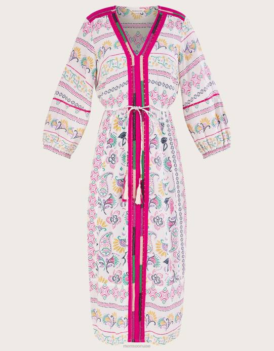 Monsoon نحيف فستان بطبعة مطرزة من لينزينغ إيكوفيرو D68H88 ملابس عاج