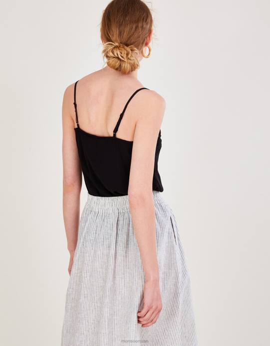 Monsoon نحيف بلوزة كامي من الدانتيل من كلارا مع لينزينج إيكوفيرو D68H892 ملابس أسود