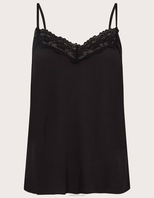 Monsoon نحيف بلوزة كامي من الدانتيل من كلارا مع لينزينج إيكوفيرو D68H892 ملابس أسود