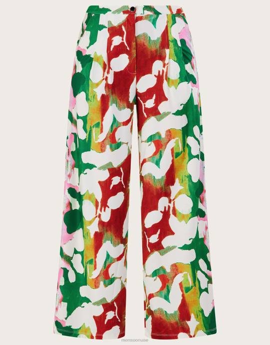 Monsoon نحيف هولدن بنطال جيرسي مزين بالزهور من البوليستر المعاد تدويره D68H895 ملابس أخضر