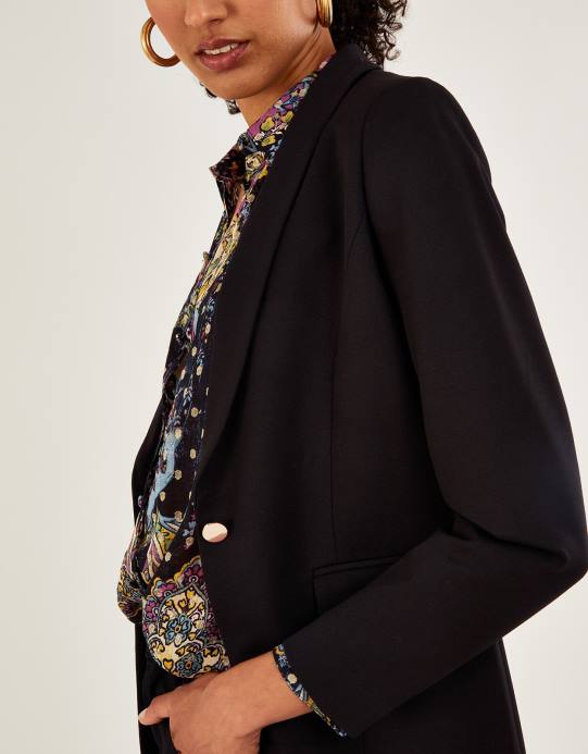 Monsoon نحيف سترة بيكا بونتي مع لينزينج إيكوفيرو D68H901 ملابس أسود