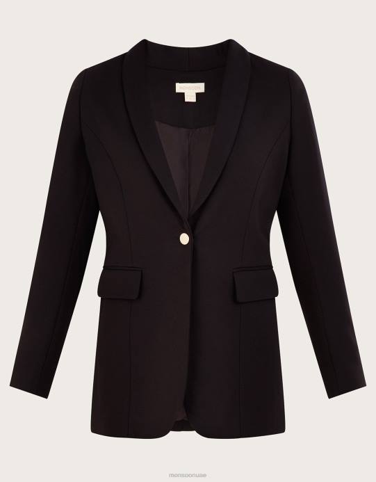 Monsoon نحيف سترة بيكا بونتي مع لينزينج إيكوفيرو D68H901 ملابس أسود