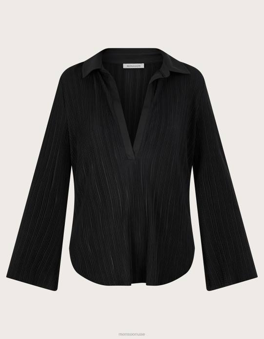 Monsoon نحيف بيتا بليس أعلى D68H90 ملابس أسود